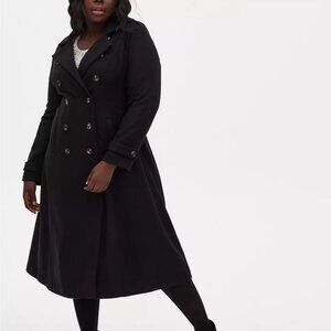 Torrid Size 6 Black Wool-Blend Military Fit & Flare Coat, Black, NWT